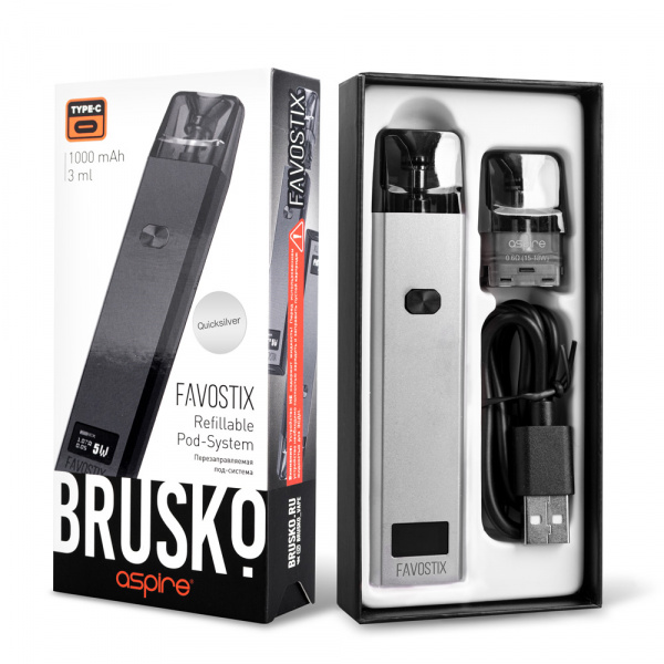 ЭС BRUSKO Favostix 1000mAh (Серебристый)